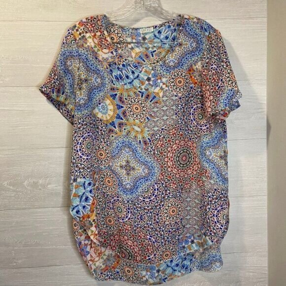 Women's Summer Casual Short‎ Sleeve Tunic Tops Hi Lo Loose Blouse - Picture 2 of 4